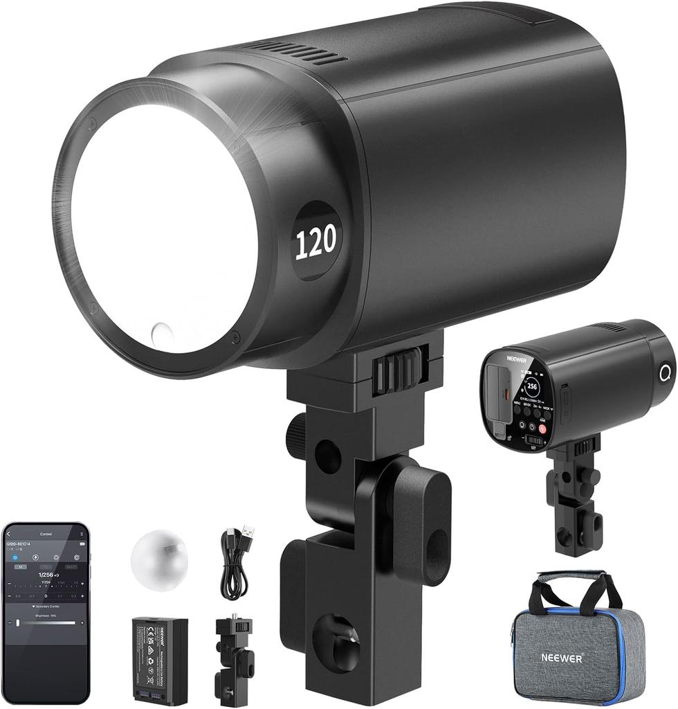 NEEWER 120Ws 2.4G TTL Outdoor Strobe Flash, Compatible with Godox, 1/8000s HSS Portable Studio Monolight with Modeling Light