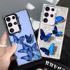 Blaue Schmetterlings-Ästhetik Stoßfeste Handyhülle für Samsung Galaxy S26 Edge S25 Ultra S24 FE S23 Plus S21 Hülle Anti-Fall Fundas