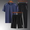 Summer Casual Men's Plus Size Ice Silk Three-Piece Set - Dad's Trendy Short Sleeve T-shirt