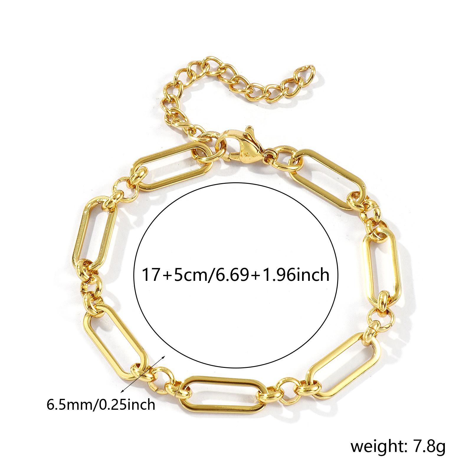 

1 Piece Fashion304 Stainless Steel Handmade 18K Gold Plated Oval Link Chain Bracelets For Women Men Gift 17cm(6.7 ) long