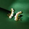 Elegant Round Pearl Earrings - Chic Design with 925 Silver Studs & Ear Cuff for Women