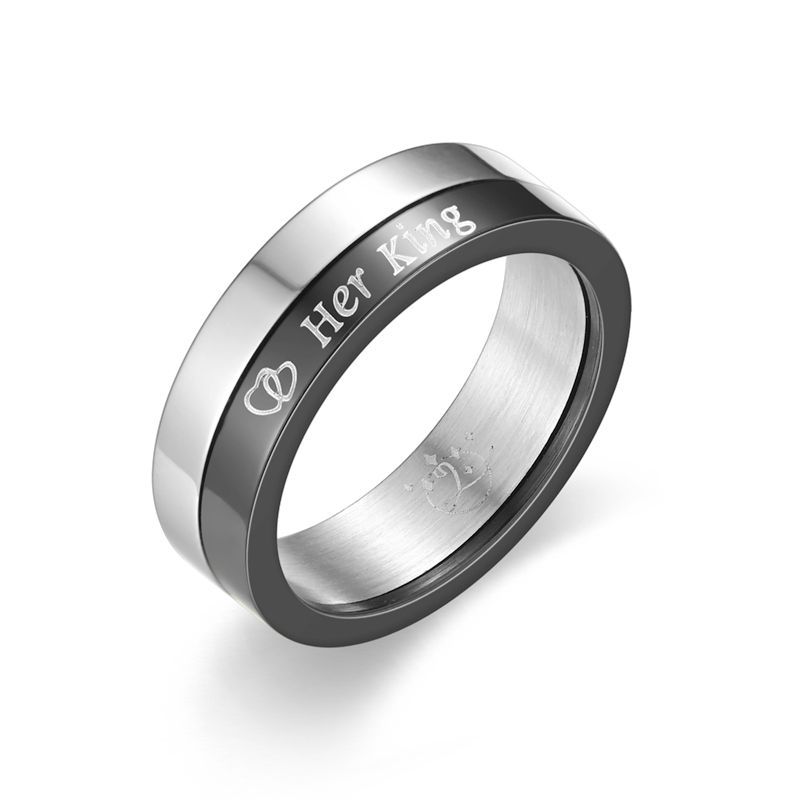 Her king His Queen Couple Ring Fashion Titanium Steel Ring