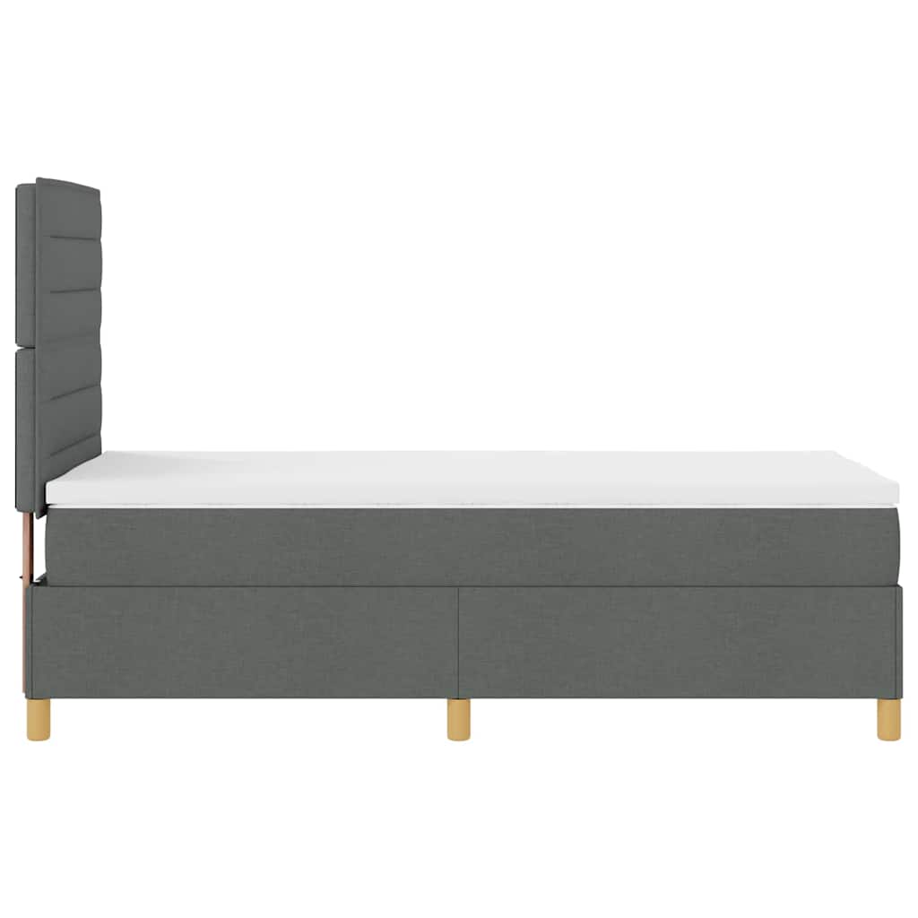 LED Box Spring Bed with Mattress Dark Gray 80 x 200 cm Fabric