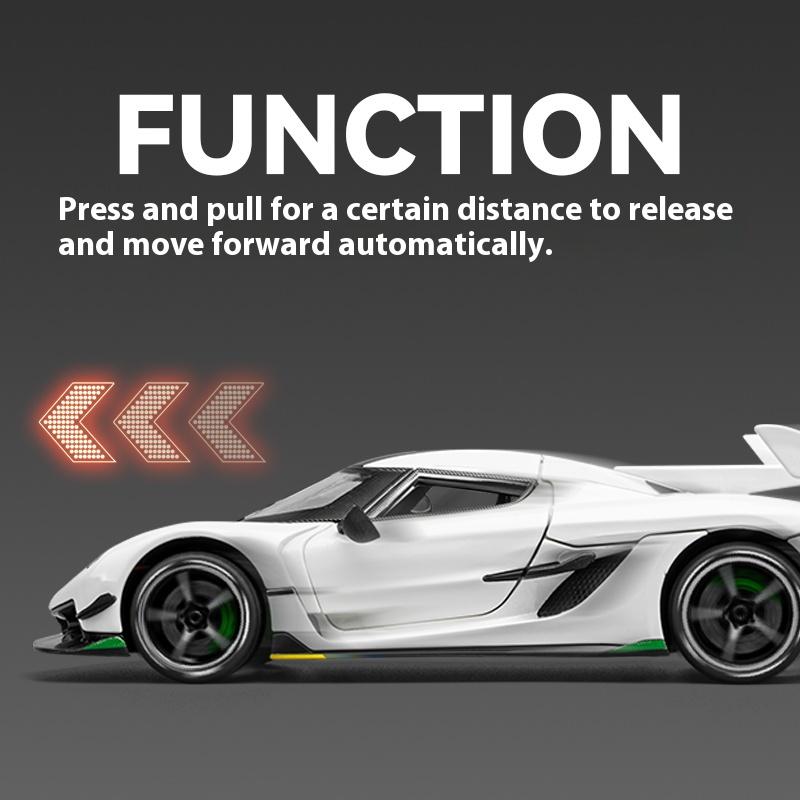 1:24 Cool Sports Car Alloy Model, Rotor Door, Simulated Sound and Light, Restored Details, Exquisite Desktop Ornaments