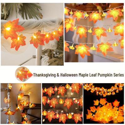 Maple Leaf Pumpkin LED String Lights for Halloween & Thanksgiving Decoration