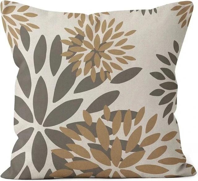 Home Decor Geometric Light Brown Leaves Cushion Cover For Car Living Room Sofa Bedroom