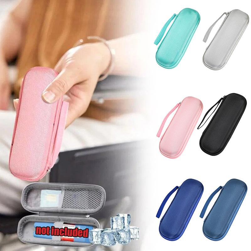 1Pc EVA Hard Diabetic Medication Organizer Box Portable Case Travel Solid Color Insulin Pen 17.5x6.5x4.5CM
