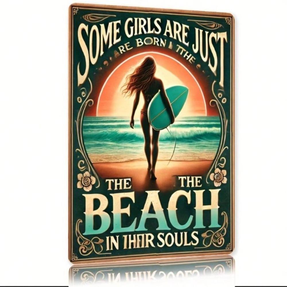 Metal Wall Art Poster, Beach Decor for Home Bar Cafe