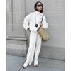 Autumn and Winter New Loose Drawstring Outdoor Jacket Design Sense White Black Stand-up Collar Trench Coat