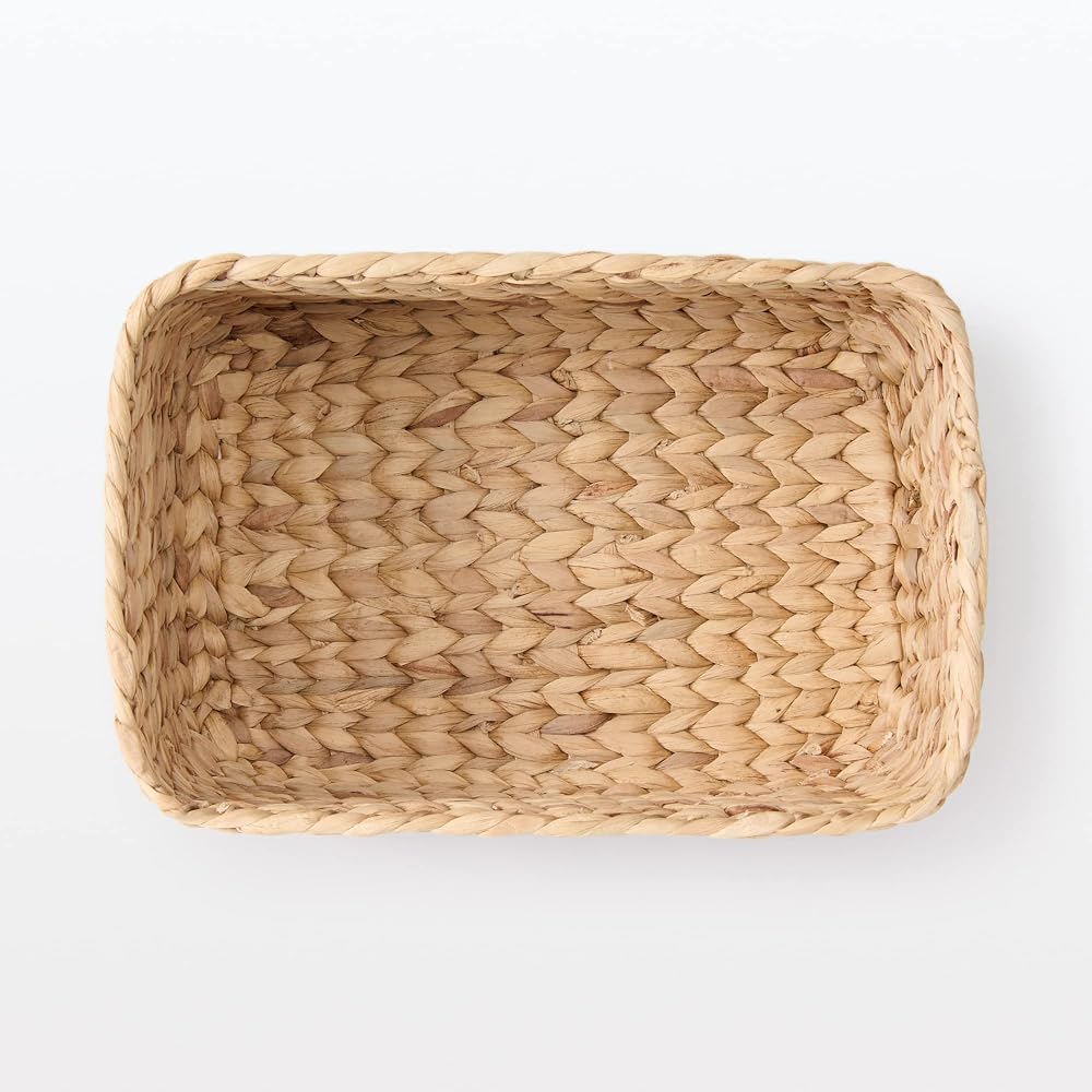 MUJI Rectangular Basket, Medium, 34cm (W) X 23cm (D) X 16cm (H), Water Hyacinth, Item No. 12361091