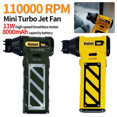 110000 RPM Outdoor Handheld Fan Brushless Motor Camping USB Violence Mini Turbo Fan 8000mAh Handheld Duct Fan Dust Removal Tool