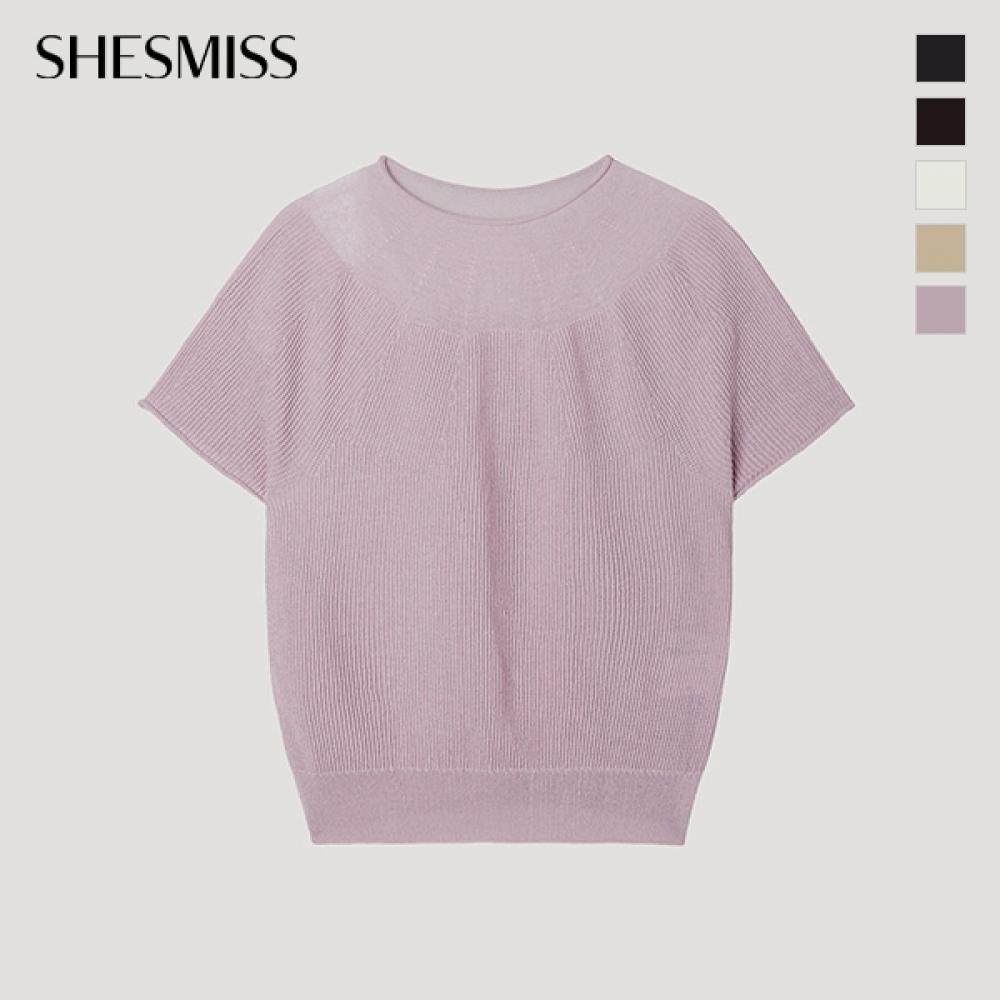 [shs Miss] Texture Block See Through Knit Sskpop22090