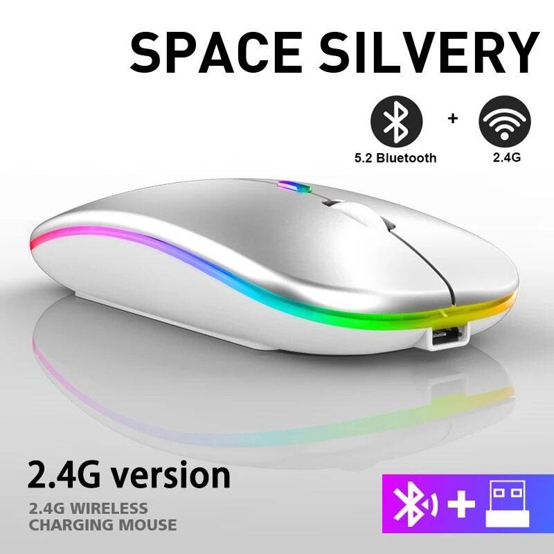 Bezdrátová myš RGB dobíjecí Bluetooth myši Bezdrátová počítačová myš LED podsvícená Ergonomická herní myš pro notebook PC 3600 DPI