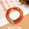 Multi-circle green sandalwood bracelet, men's and women's cultural play plate play bracelet, agate wooden Buddha beads stacked with accessories