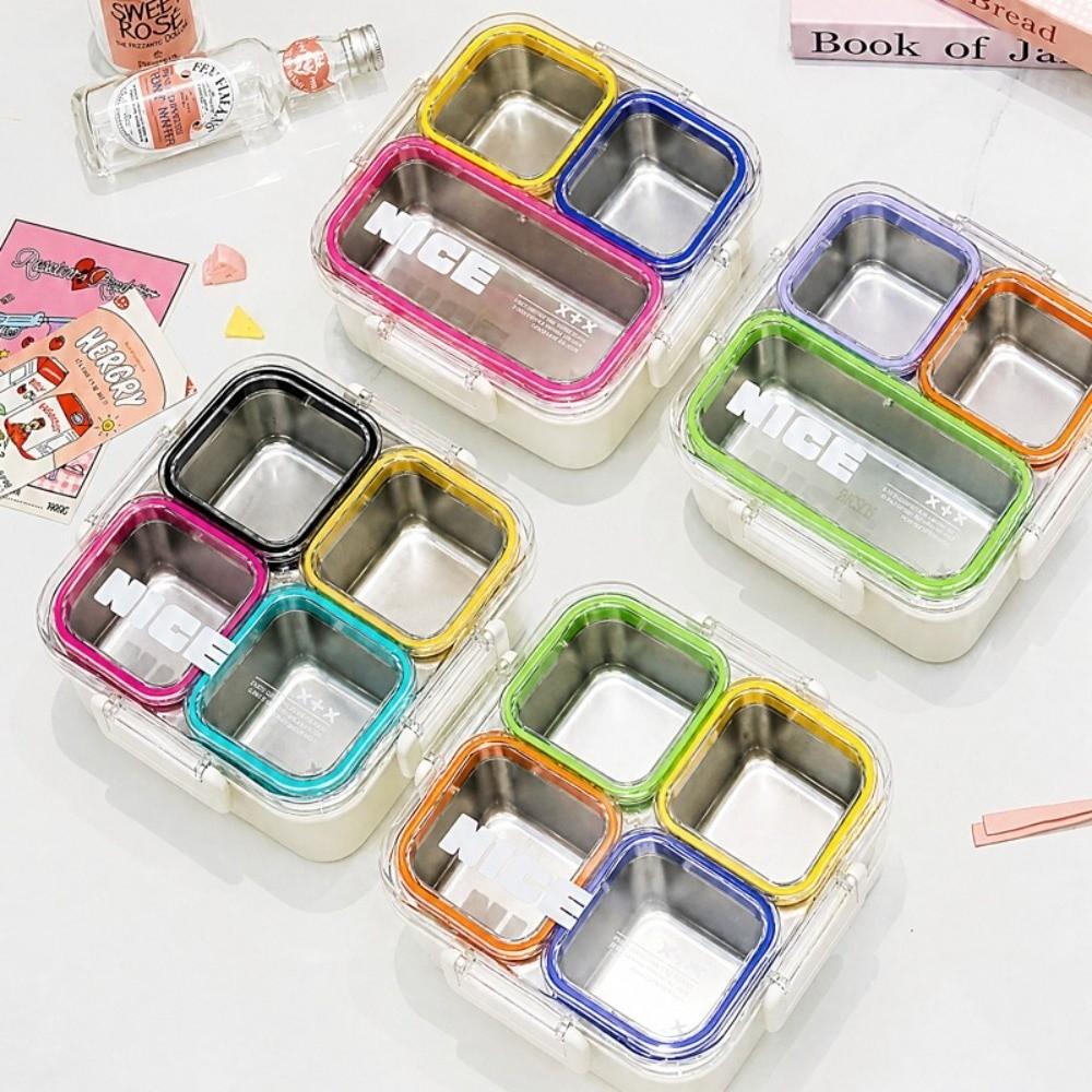 With Fork Spoon Bento Box 304 Stainless Steel Food Container New Divided Lunch Box  For Meal Prep