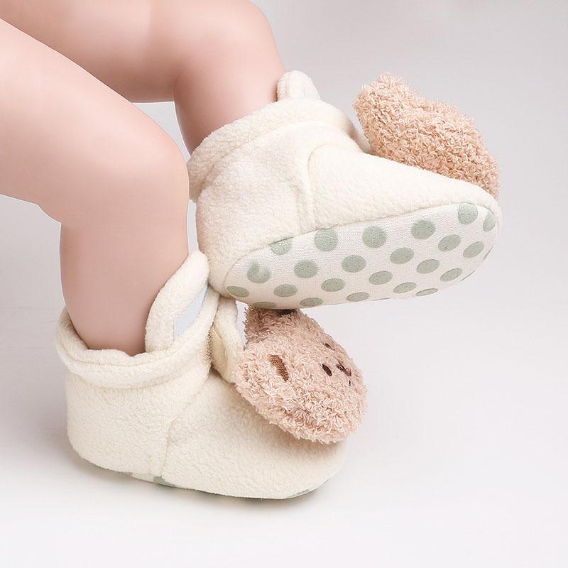 

Baby Girls Plush Shoes Bear Plush Design Kids Shoes Soft Bottom Non-Slip Toddler Shoes