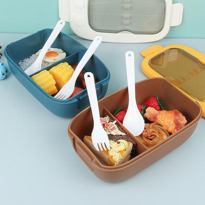 1 Takım Bento Kılıfı Temizlemesi Kolay Ev Gereçleri Plastik Öğrenciler 2 Izgaralar Çatal Bıçak Takımı ile Öğle Yemeği Taşıma Kutusu Kullanışlı Taze Tutmak