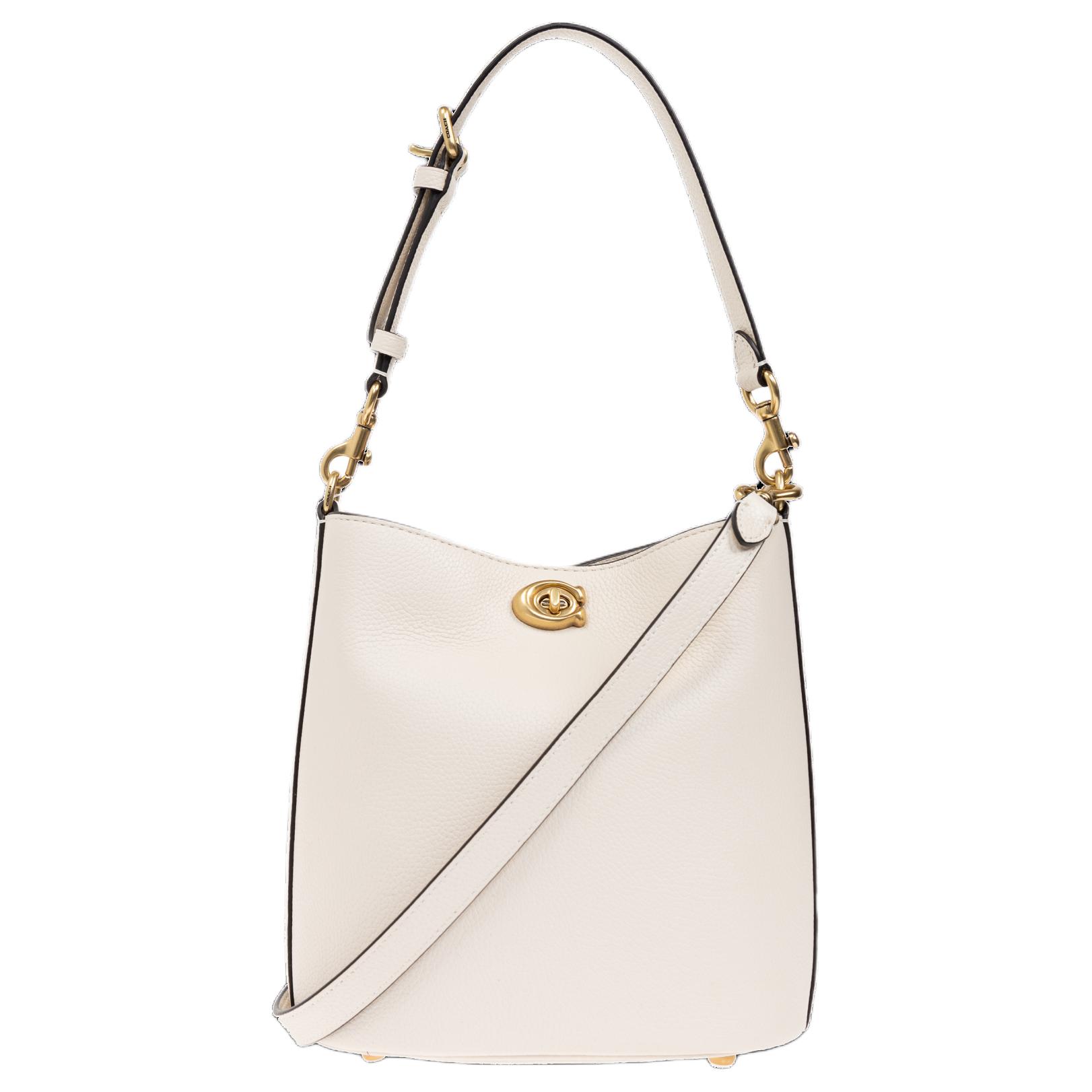 

Coach Willow 19 Logo Layered Zipper Bag Leather Bucket Crossbody Shoulder Tote Bag Small Women Bags Cream CW625-B4HA Basic Set (Bag+Dust Bag)