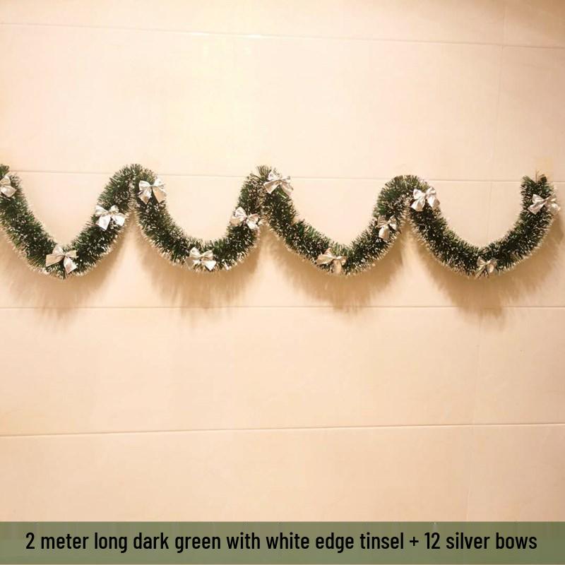 Christmas Ribbon Garland & Ornaments: Rattan, Leaves, Snowflakes & Tinsel for Decoration