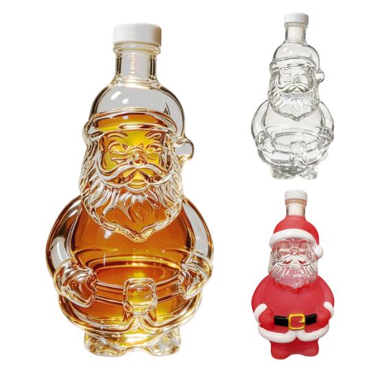 Glass Ornament for Spirits Santa Claus Whiskey Decanter Liquor Storage, 320ml Christmas Wine Decorative Bottle Bottle, Holiday Container Home Bar And