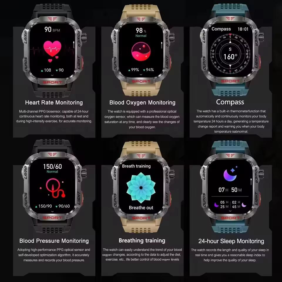 2025 Nowy GPS Zewnętrzny Profesjonalny Sportowy Smartwatch Męski Damski Puls BT Połączenie 3ATM Wodoodporny Pływanie Fitness Smartwatche