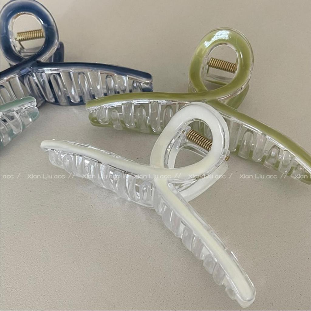 Fermaglio trasparente grande testa femminile design con spillo fermaglio a squalo molla fermaglio per capelli primavera estate