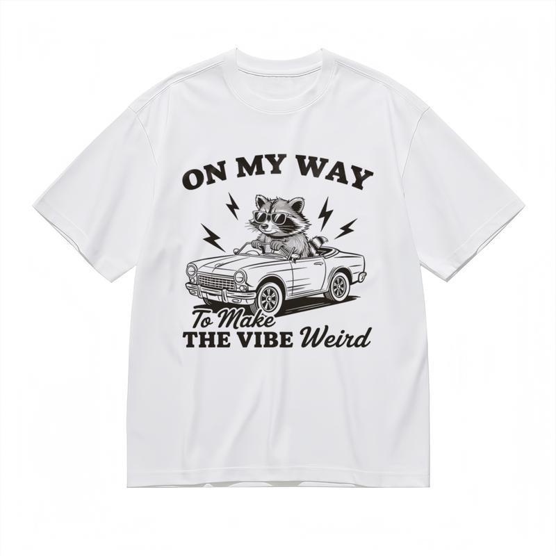 

Men s Comfy Classic T-Shirt Raccoon Lightning Decoration Vibe Weird Art Tee 2XL