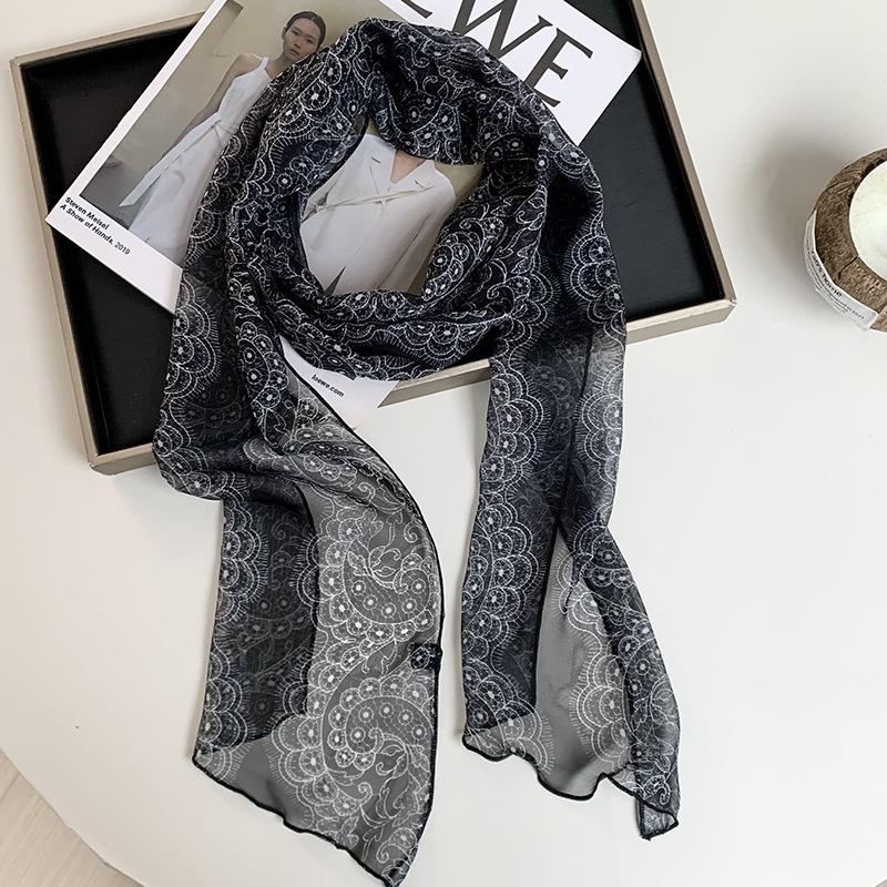 New silk scarf premium printing loose multi-purpose simple polka dot headband leopard print sweet cool streamer