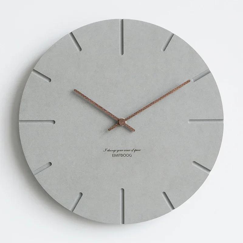 12 Inch Nordic Wall Clock Modern Creative Clock Minimalist Living Room Hanging Clock Bedside Mute Wood Home Decor E6G8G8