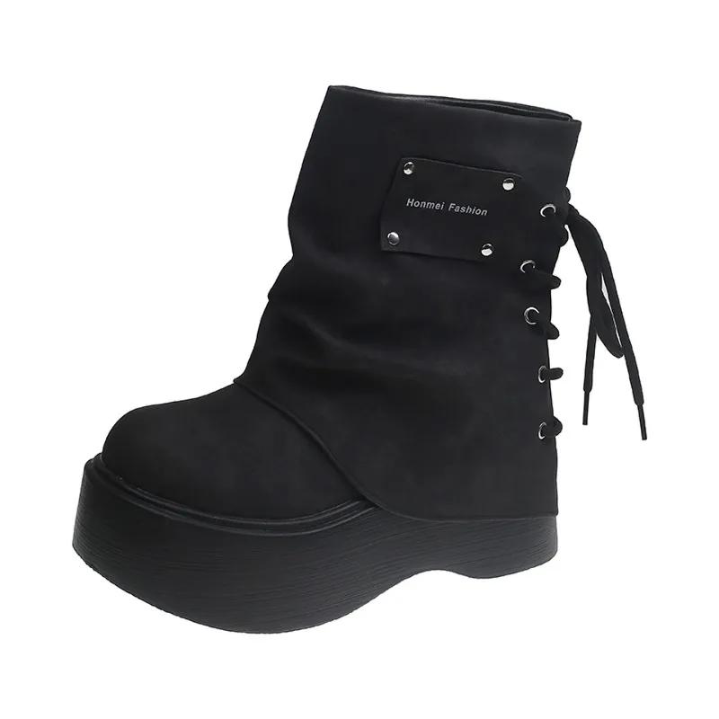 Ankle Boots Female Shoes Boots-Women Low Ladies Riding Rock Autumn Lolita Black Motorcycle Boots Women's Boots Winter