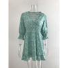 Women's Boho Floral Print Midi Dress, V Neck Short Sleeve High Waist Casual Summer Dress for Women