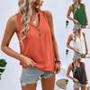 Summer New Women's V-neck Button-down Sleeveless Vest Solid Color Loose Casual T-shirt Top