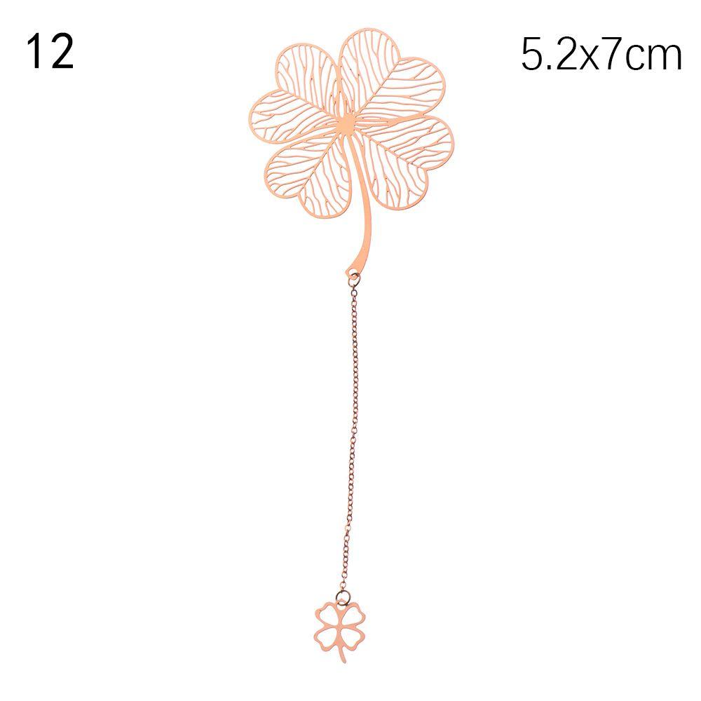 New Rose Gold Apricot Leaf Metal Bookmark Tassel Chinese Style