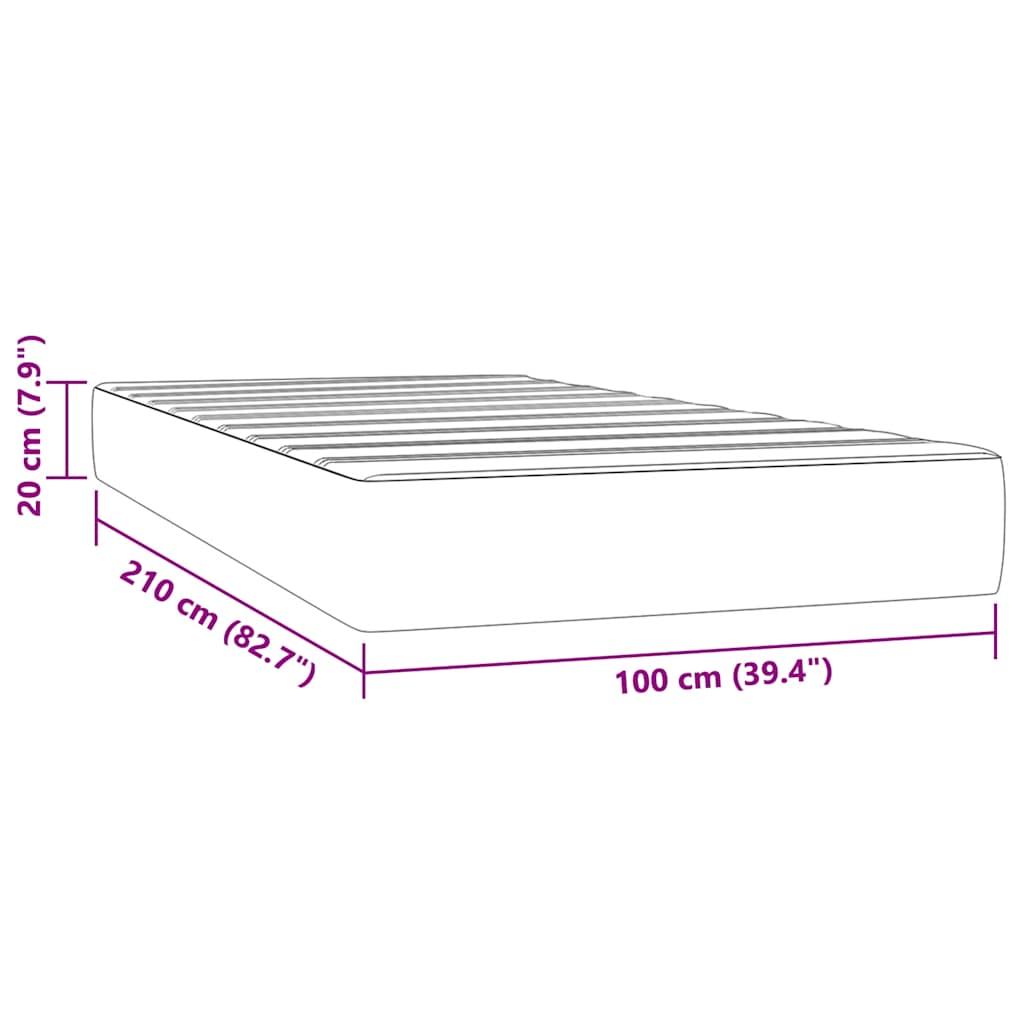 Vidaxl Materac Kieszeniowy, Ciemnoszary, 100X210X20 Cm, Aksamit
