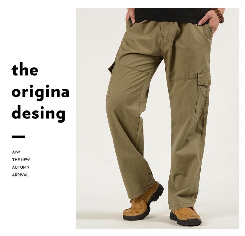 Men's Spring Elastic Waist Work Pants - Straight Leg, Loose Fit, Plus Size, Casual Long Pants for Middle-Aged and Elderly