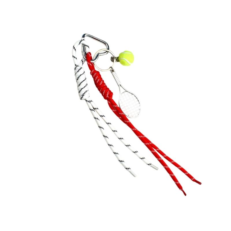 Elegant Color Panel Tennis Keychain Charm For Bags Access Modern Couple Gift Permanent Mixture Rope Thin Addition