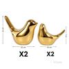Ceramic Golden Blessing Birds Figurine for Home Decor | Living Room, Bedroom, Office Desk, Cabinets - (Pack of 4, Golden)