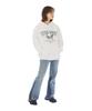 [Fleece Lined] Flying British Cat Cat Graphic Logo Oversized Hoodie White