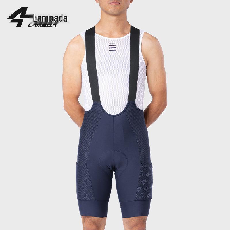 

Lampaida Men s Grey Beard Cycling Bib Shorts with Pockets - Spring/Summer Collection Large темно-синий