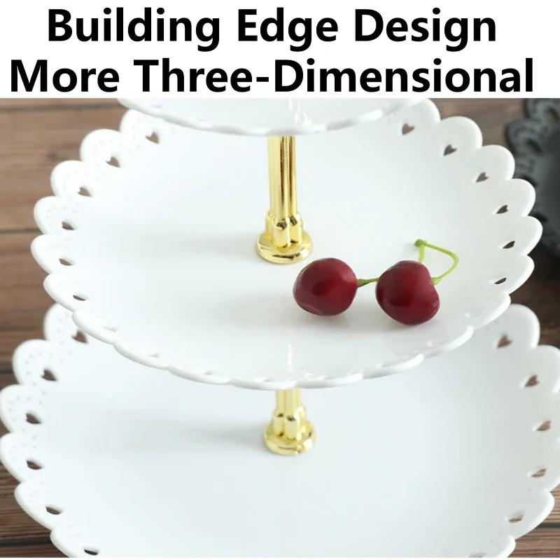 3 Layer Cake Stand Fruit Plate Tray Snack Plate Display Birthday Wedding Party Dessert Creative Petal Fruit Tray Display Shelf