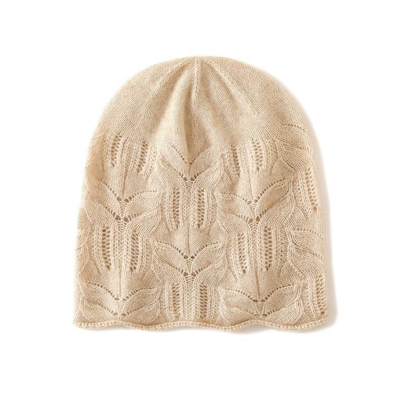 Кашемировая Осенне-Зимняя Новая Женская Однотонная Коса с Ажуром Утолщенная Теплая Модная Кудрявая Вязаная Повседневная Шапка One Size
