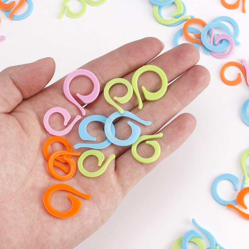 200pc Random Colorful Plastic Opening Mark Circles, DIY Weaving & Knitting Marking Counter Tools, Crochet Counting Buckle Marker