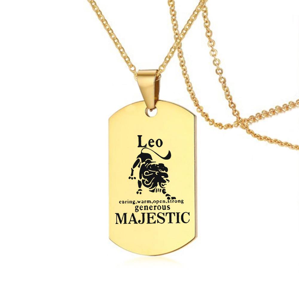 Sternzeichen Halskette für Männer Frauen 12 Konstellation Edelstahl Skorpion Kette Halskette Geburtstagsgeschenk Anhänger Schmuck