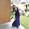 Floral Twisted Lace Halter Maxi Dress for Summer 2025