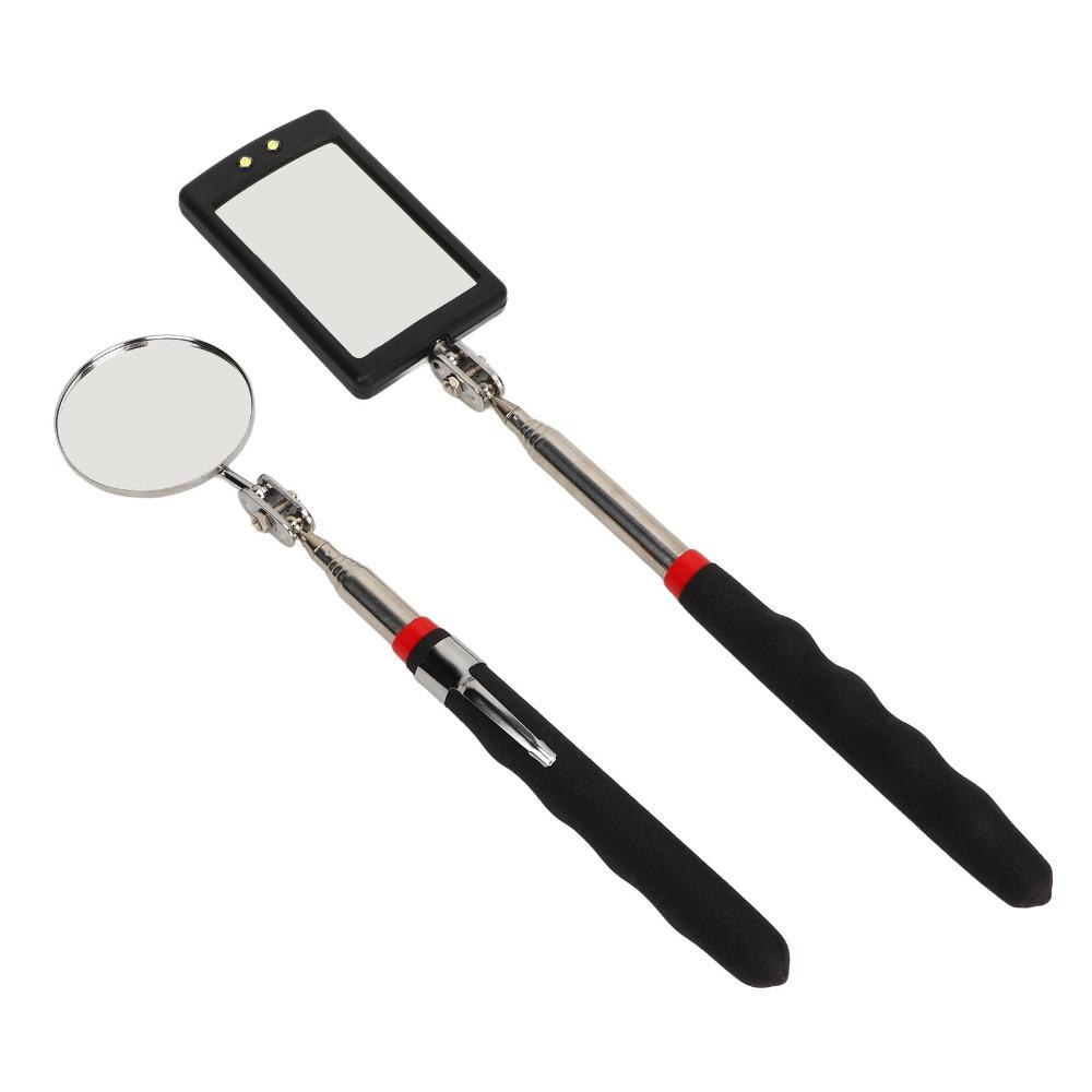 2pcs 360 Swivel Inspection Mirror Square Mirror LED Lighted Mirror Small Parts Observation