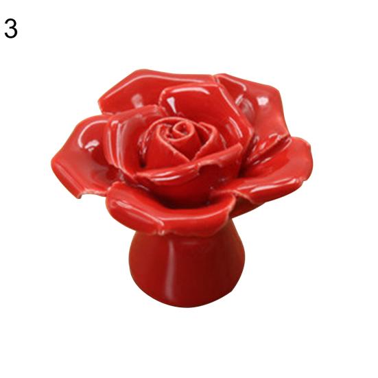 Pomelli per porte in ceramica con fiori di rosa, maniglie per cassetti e ante di armadi con vite