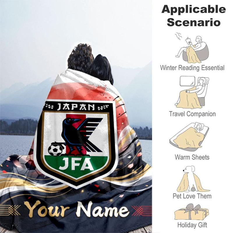 Custom Personalized Blanket Japan Football Association Soft Throw Blanket, Suitable for Family and Friends, Sofa Blanket,Home Decor Christmas gift
