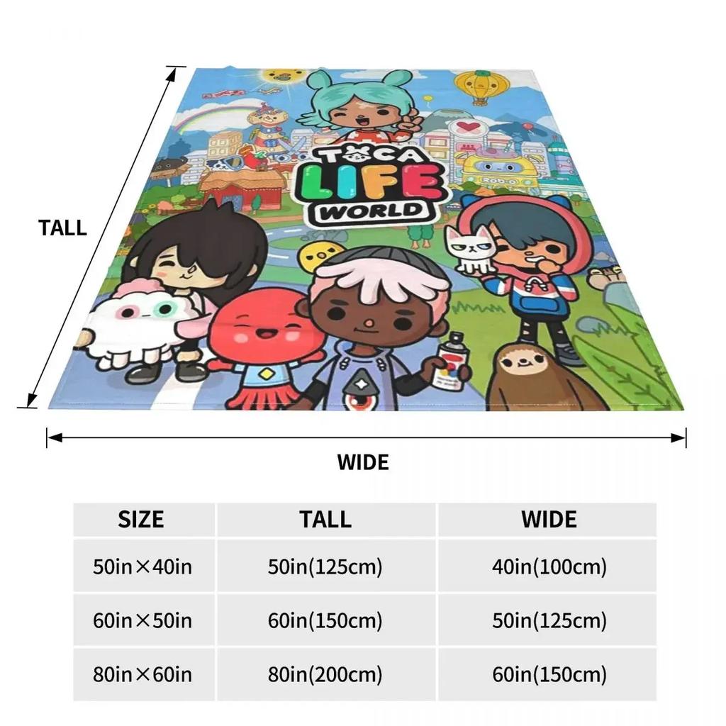 Toca Boca Collage Blanket Sofa Cover Flannel Summer Digital Toy Gift for Kid Portable Throw Blanket for Home Outdoor Bedspreads