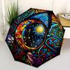 1pc Stained Glass Window Folding Umbrella With Excellent UV Protection, 8 Ribs Casual Durable Lightweight Portable Travelling Umbrella For M
