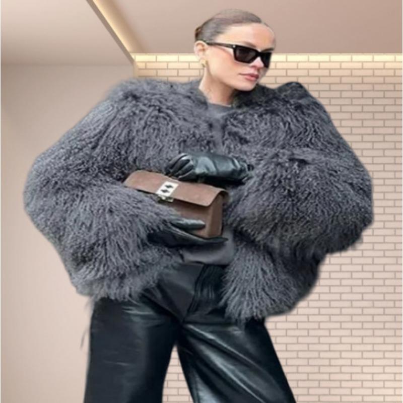 

Осень и зима новая пляжная шерстяная тканая меховая куртка свободная куртка из овечьей шерсти женская легкая 6XL